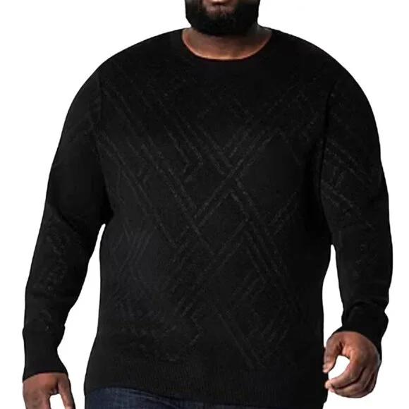 Shaquille O’Neal XLG Metallic Knit Sweater Black Gunmetal NWT 2XLT Holiday Shirt - Picture 2 of 5